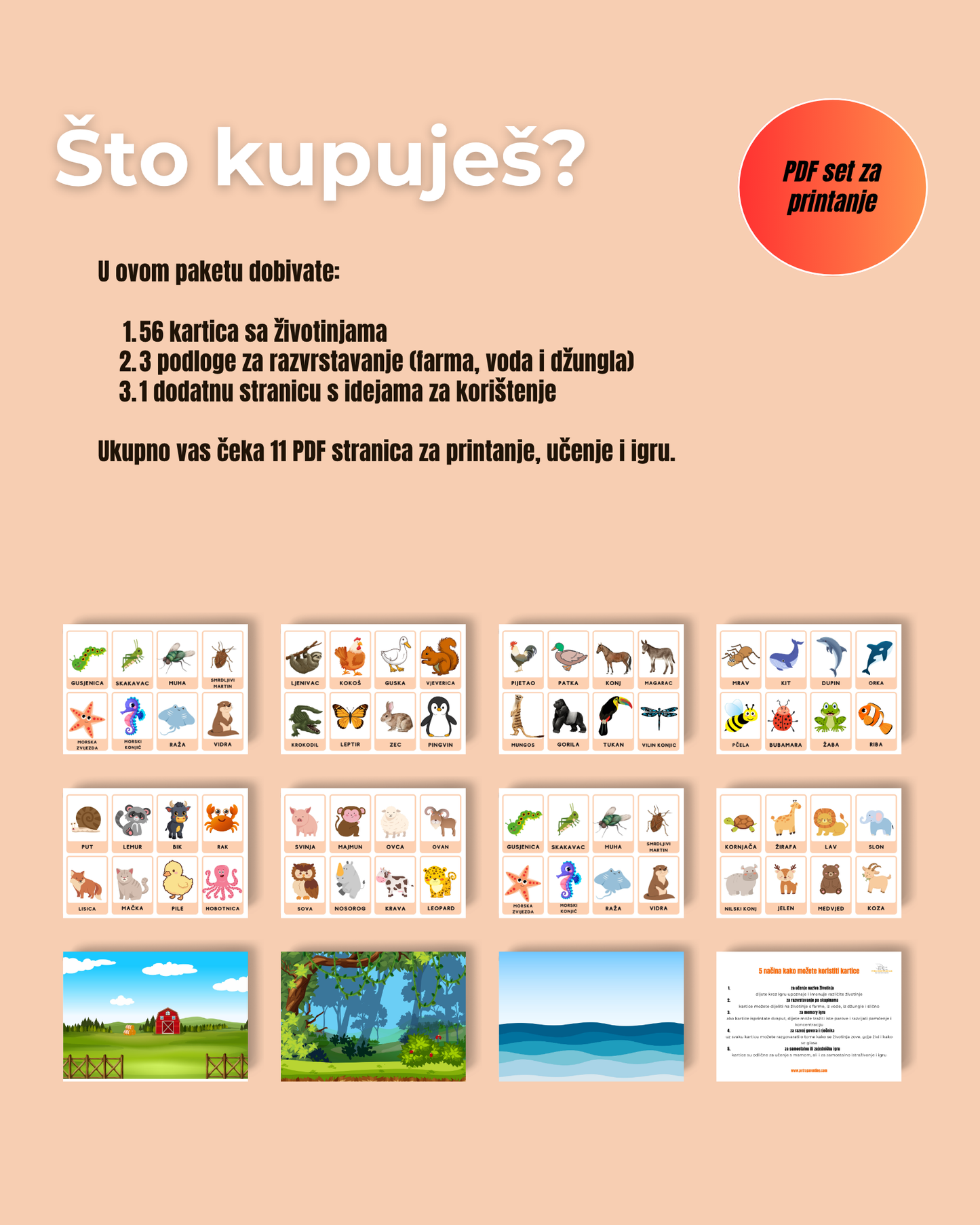 Montessori edukativne kartice -ŽIVOTINJE
